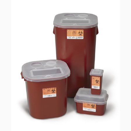 Sharps Container Sharps® 14 H X 13-3/4 W X 13-3/4 D Inch 8 Gallon Red Base / Translucent Lid Horizontal Entry Hinged Snap On Lid (1/EA 10/CS) by Medegen Medical Products LLC  ID 8705